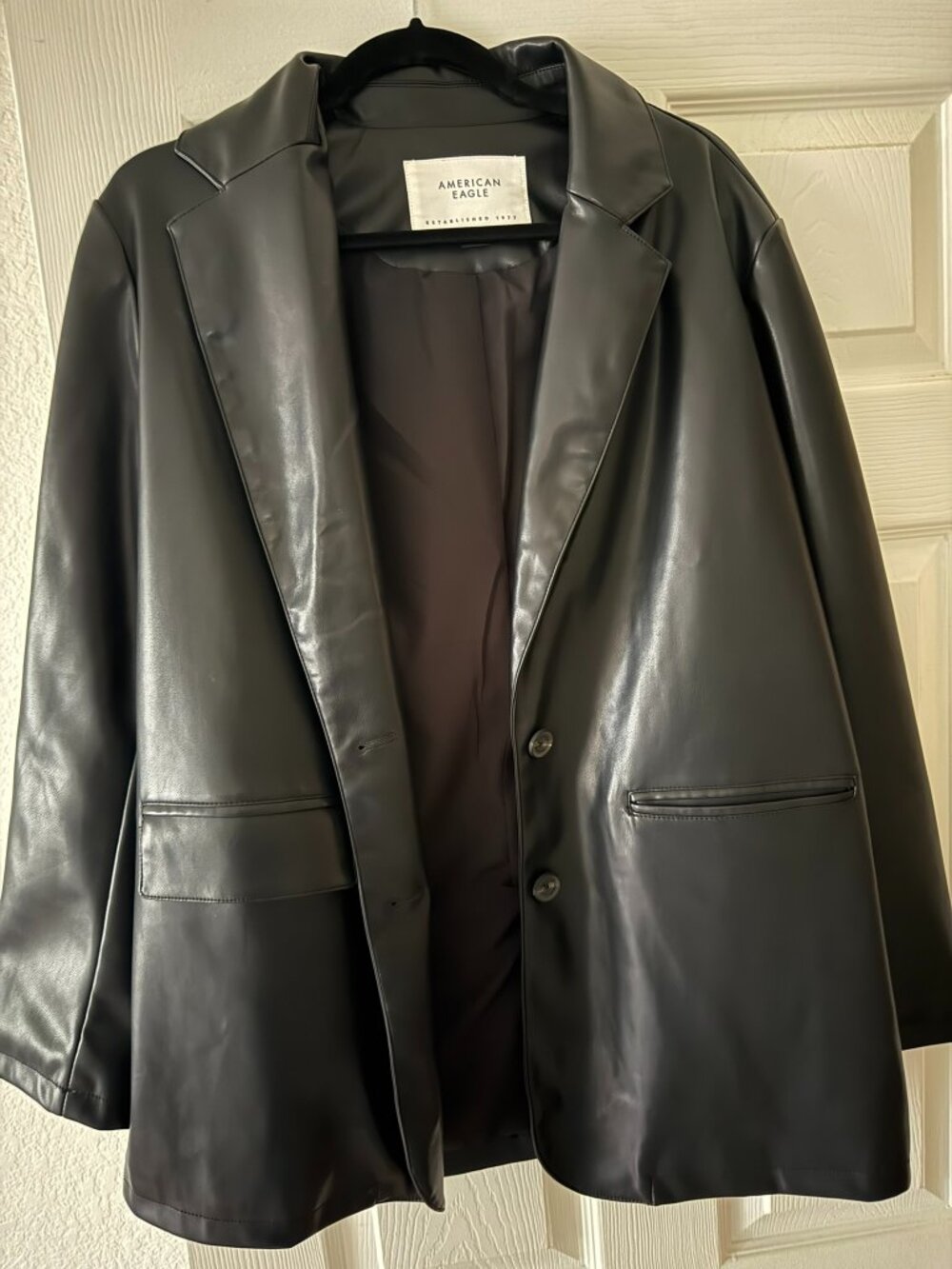 American Eagle oversized black leather blazer